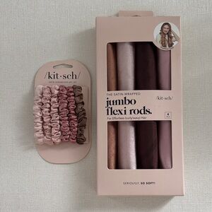 Kitsch Satin Jumbo Flexi Rods & Satin Scrunchies Set